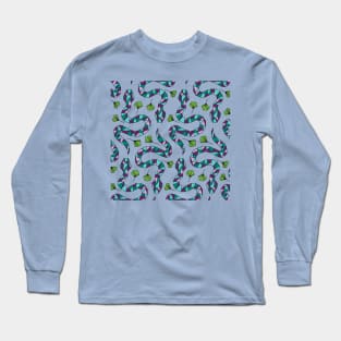 Geometric Snakes and Ginkgo Leaves Pattern Long Sleeve T-Shirt